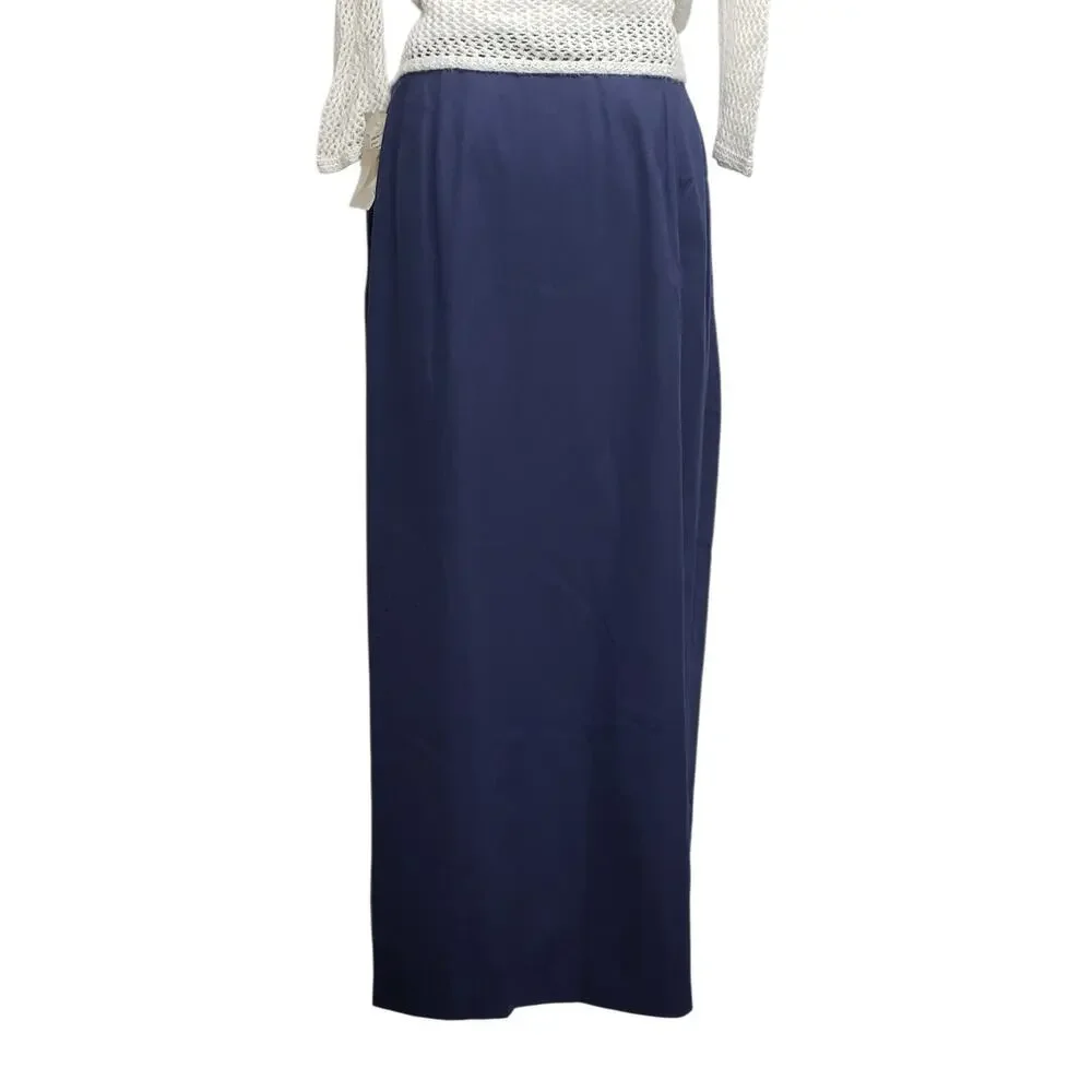 Bedford Fair Vintage 90s Lifestyles Maxi Skirt Sz 12 Navy NWT Deadstock